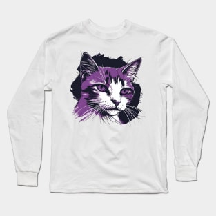 Stylish Cat Portrait Long Sleeve T-Shirt